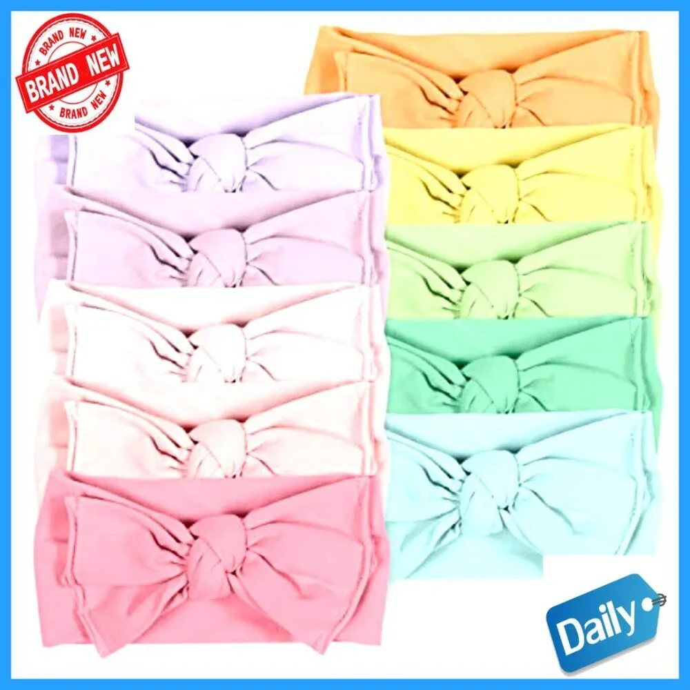 Organic Cotton Knotted Headbands 10-Pack for Girls, One Size